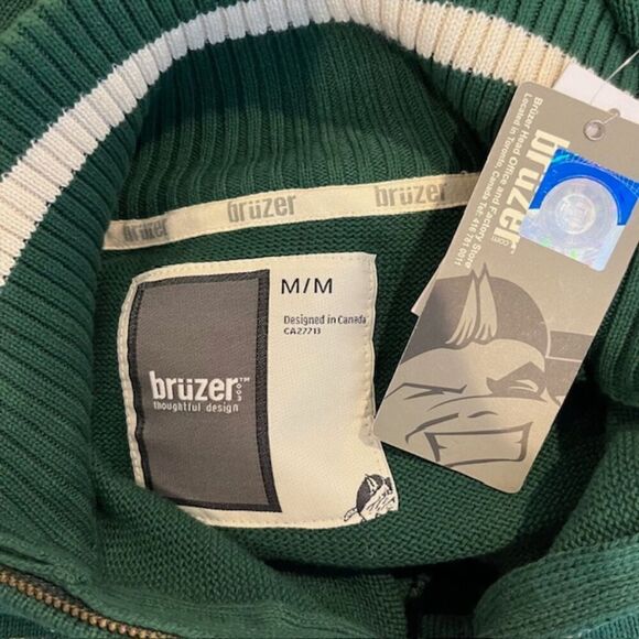 NWT Bruzer Michigan State Spartans Pullover 1/4 Zip Sweater Green White Size Med - Picture 7 of 13